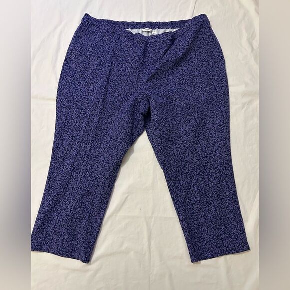 NWOT Isaac Mizrahi Live Purple Floral pant Size 28W petite (24 in inseam) - Picture 1 of 10